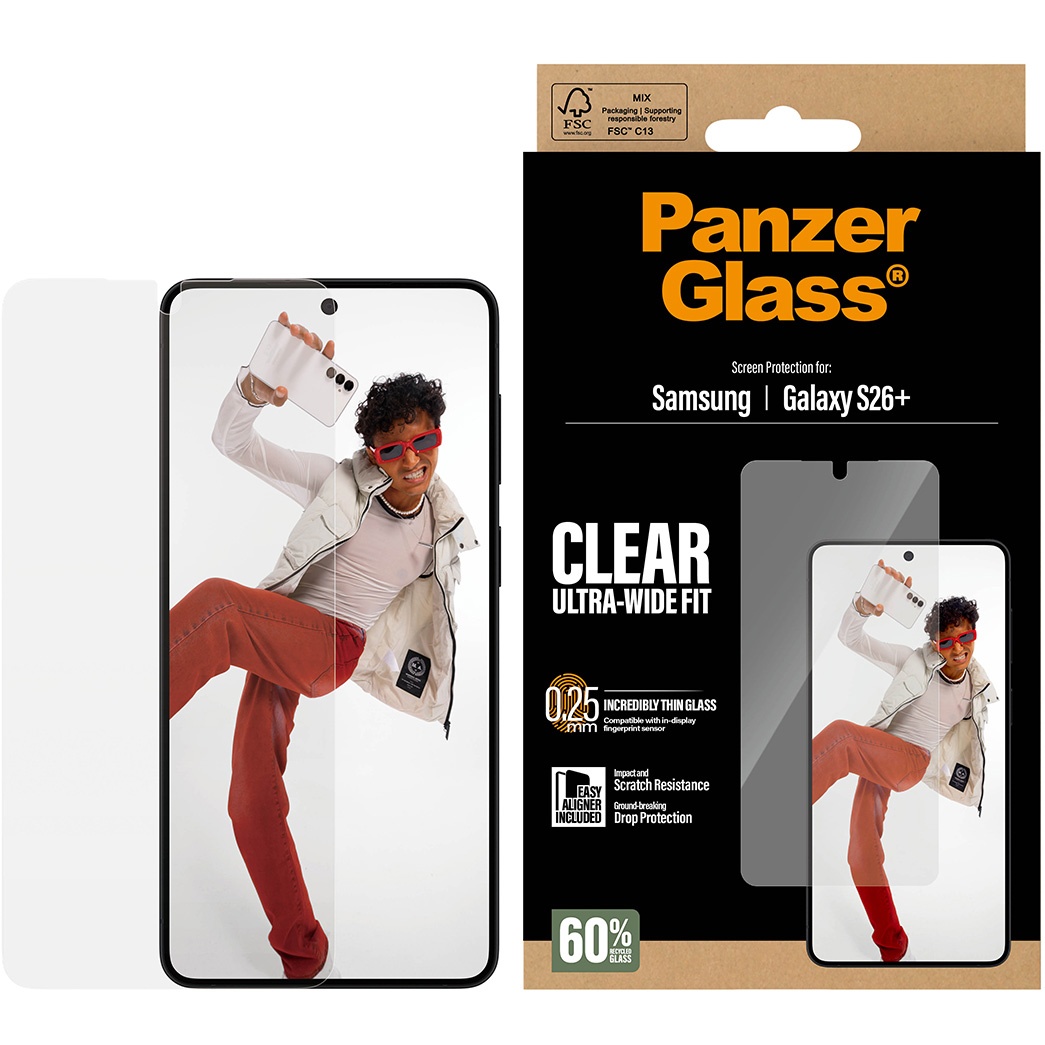 Szkło hartowane PanzerGlass Ultra-Wide Fit + EasyAligner do Galaxy S26 Plus, przezroczyste.