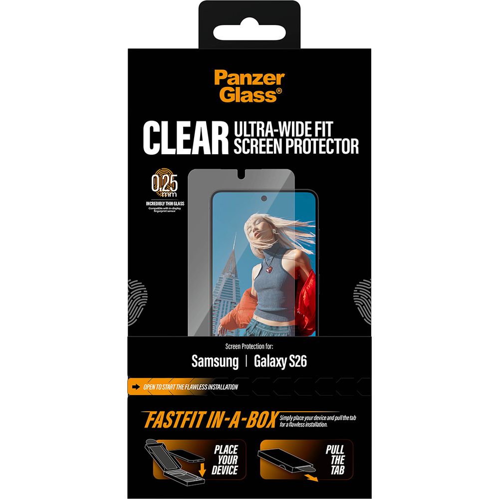 PanzerGlass Clear Ultra-Wide Fit Fastfit, ochrona ekranu, szybka instalacja, szerokie pokrycie, łatwy montaż, przezroczyste