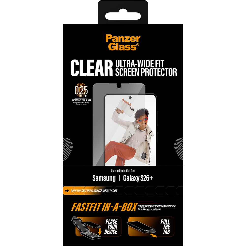 PanzerGlass Clear Ultra-Wide Fit Fastfit, ochrona ekranu, szybka instalacja, szerokie pokrycie, łatwy montaż, przezroczyste