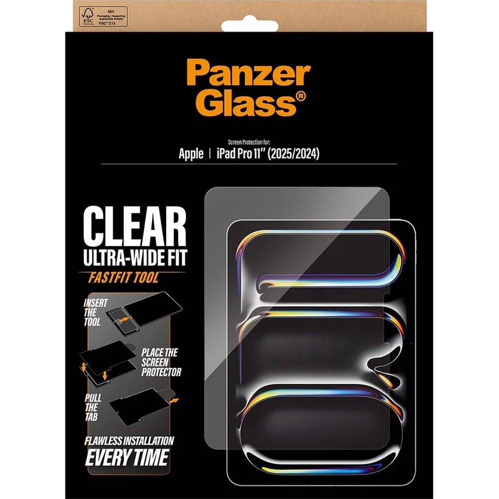 Szkło hartowane z aplikatorem PanzerGlass Clear Ultra-Wide Fit FastFit do iPad Air 11" 2025/2024