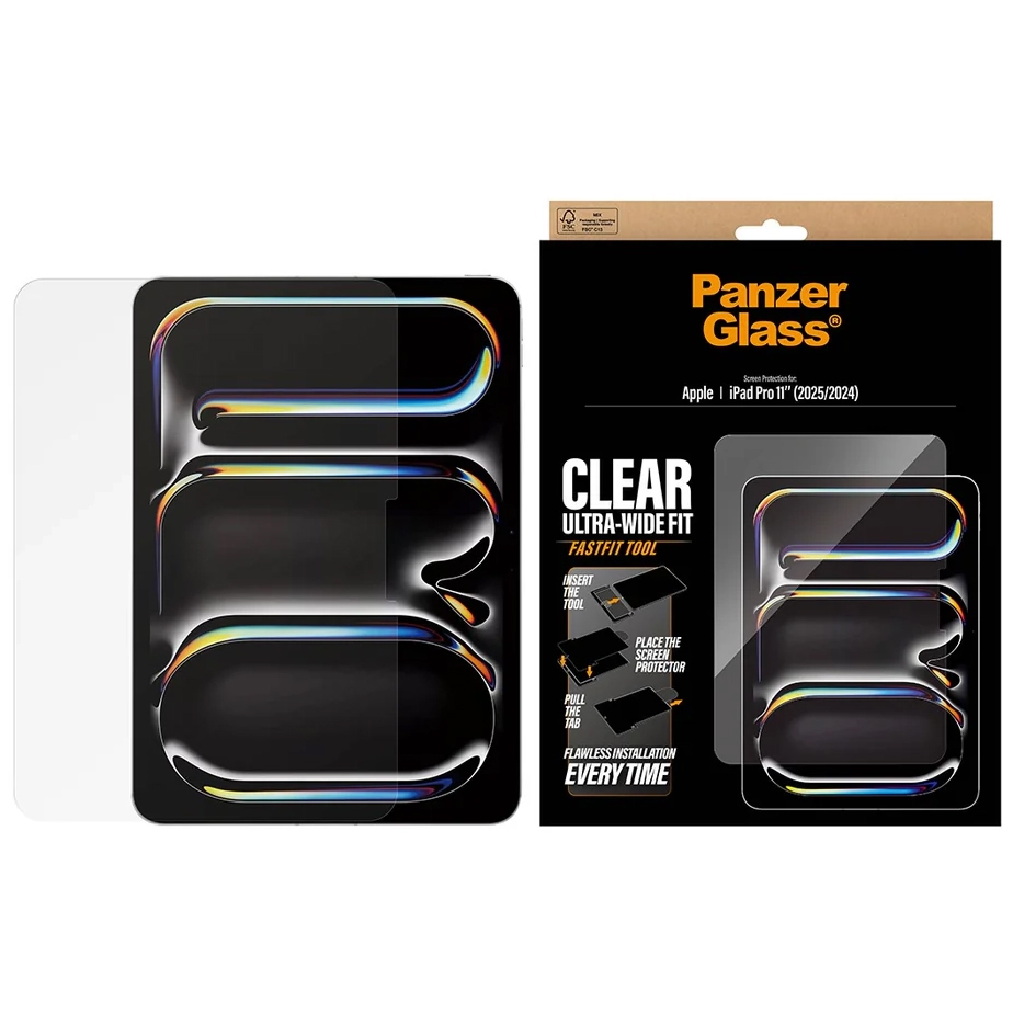 Szkło hartowane z aplikatorem PanzerGlass Clear Ultra-Wide Fit FastFit do iPad Air 11" 2025/2024