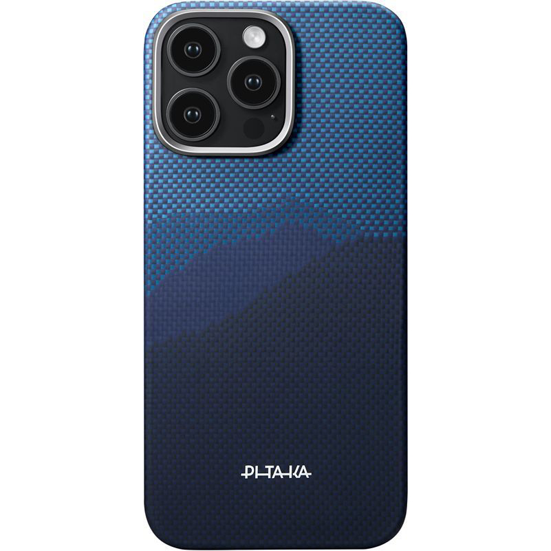 PITAKA Ultra-Slim Case, aramidowa faktura cienka wytrzymałość lekkość minimalistyczny styl, niebieskie ombre