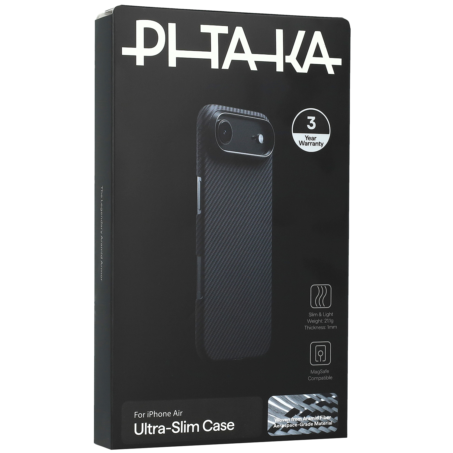 PITAKA Ultra-Slim Case, ochronny case lekki trwały solidny minimalistyczny elegancki smukły, czarne z kevlarem