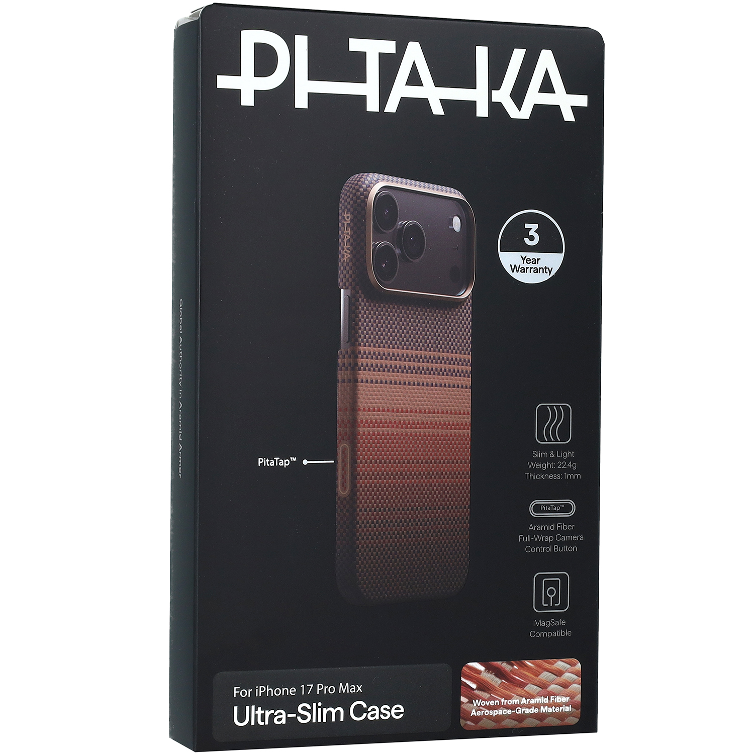 PITAKA Ultra-Slim Case, ochronny case lekki trwały solidny minimalistyczny elegancki smukły, brązowo-czarne