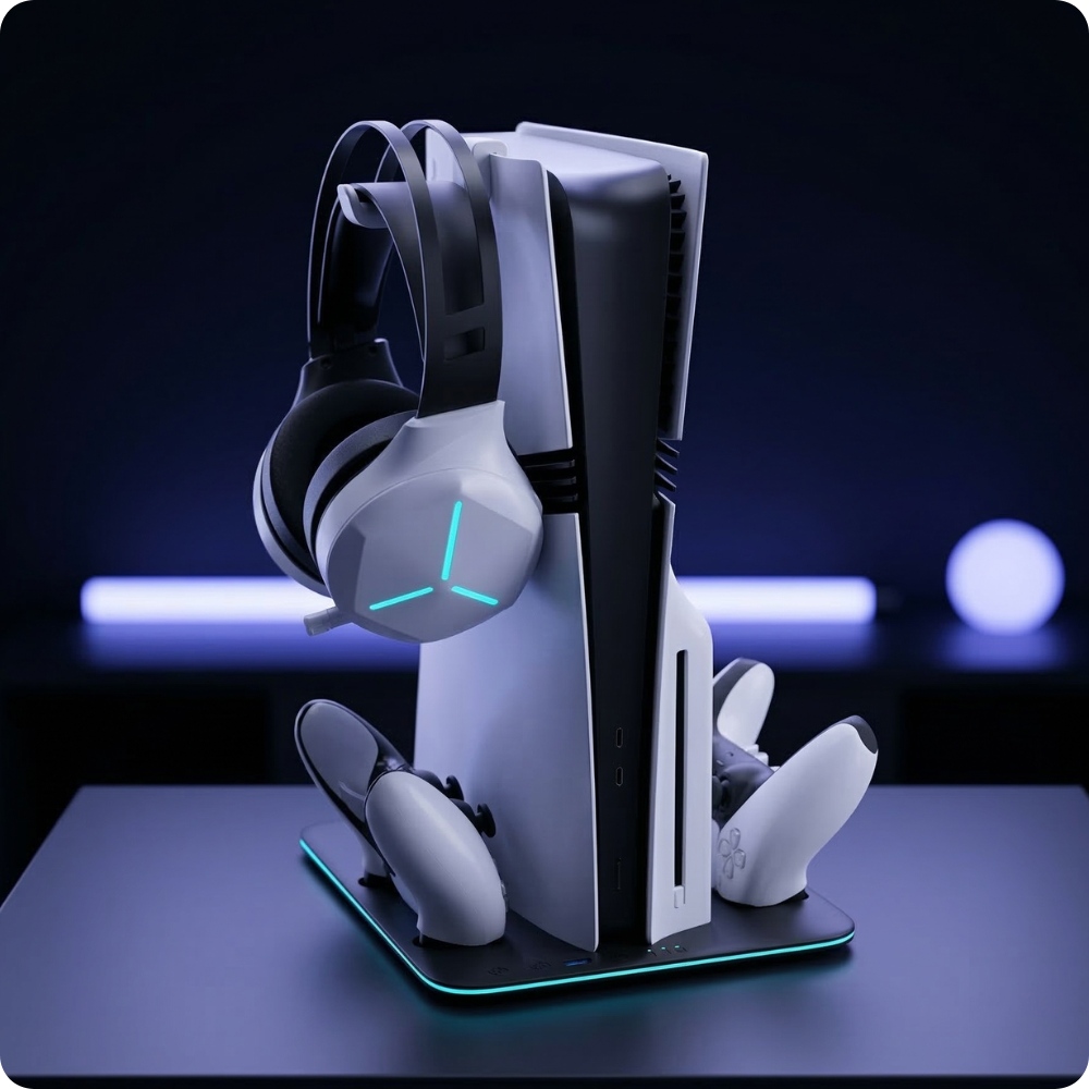 Gamingowa podstawka YAXO ICE STORM NE do PS5 Pro z podświetleniem LED i uchwytem na słuchawki