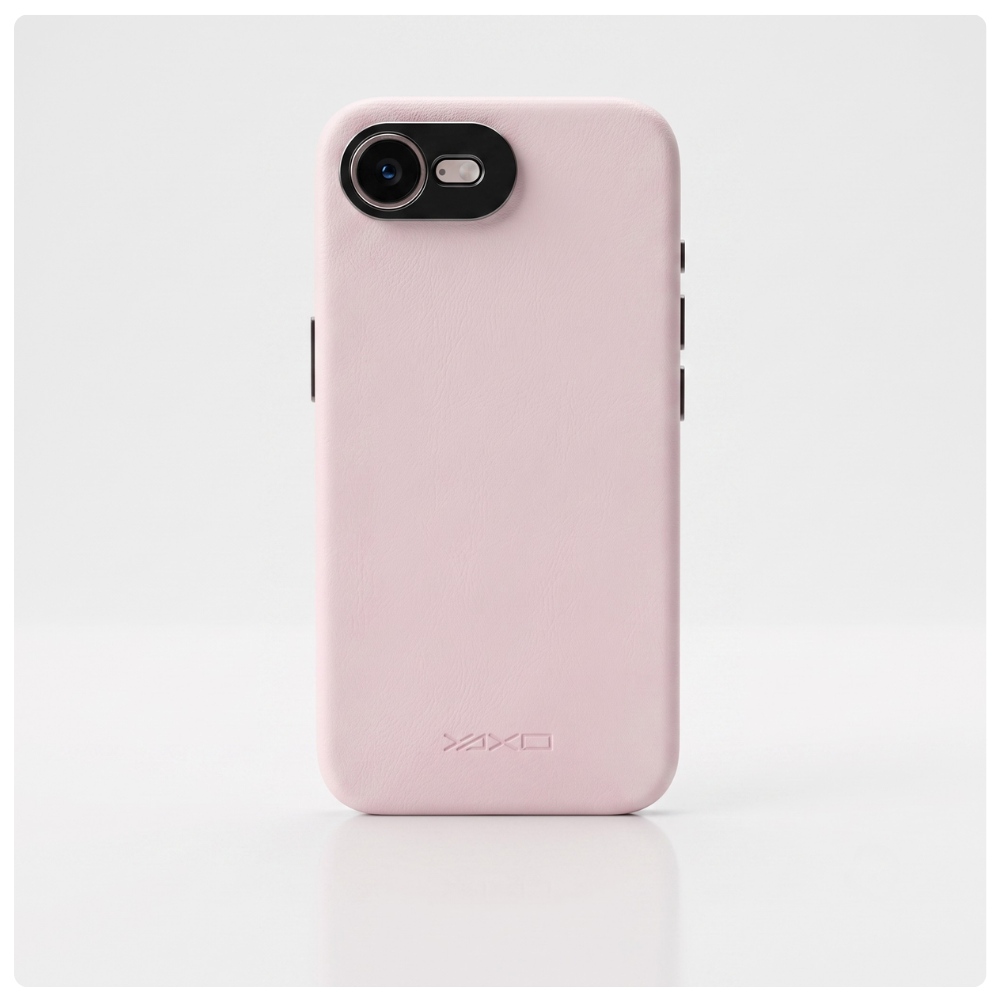 Różowe etui YAXO Leather Gear Slim Case MagSafe do iPhone 17e