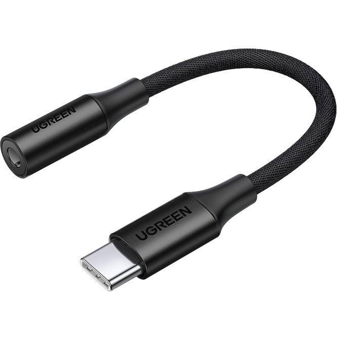 Kabel Ugreen przejściówka do słuchawek mini jack na USB-C, 10cm, czarna