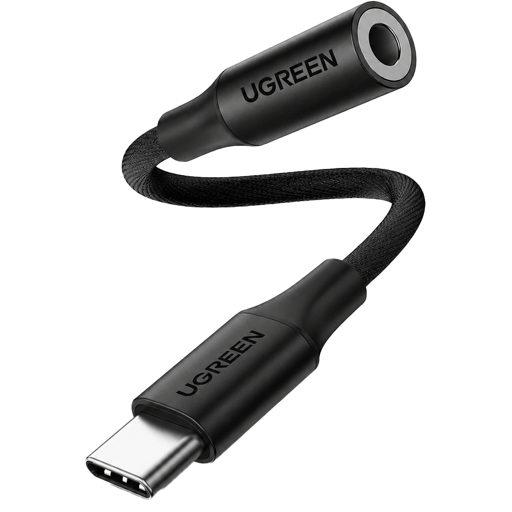 Kabel Ugreen przejściówka do słuchawek mini jack na USB-C, 10cm, czarna