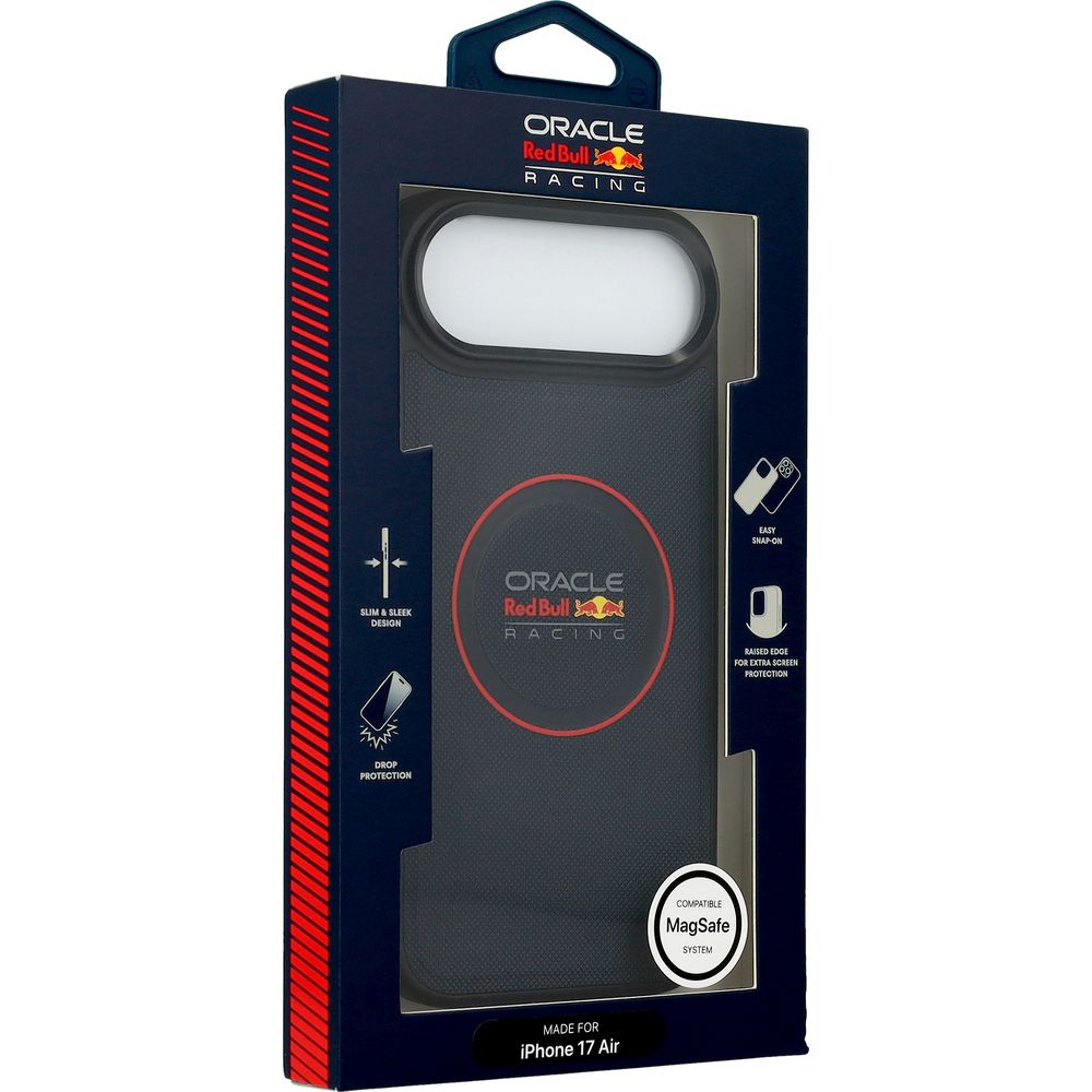 Etui Red Bull Meshed Red Ring & Metal Buttons do MagSafe do iPhone Air, granatowe. Ochronny case, stylowy magnes, wyścigowy design