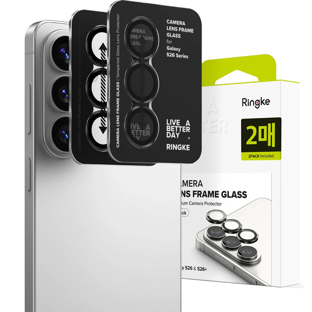 Nakładki na aparat Ringke Camera Lens Frame Glass 2-Pack do Galaxy S26 / S26 Plus, 2 sztuki, -