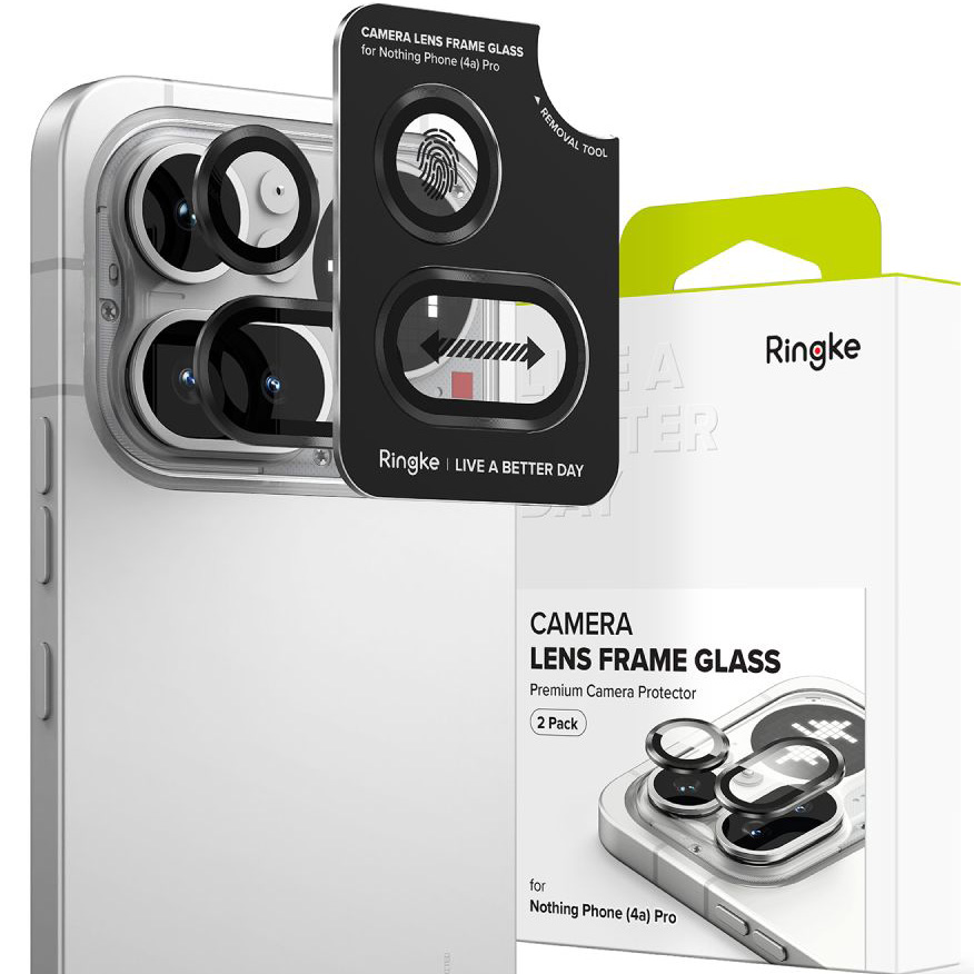 Nakładki na aparat Ringke Camera Lens Frame Glass do Nothing Phone 4A Pro 2-Pack, czarne