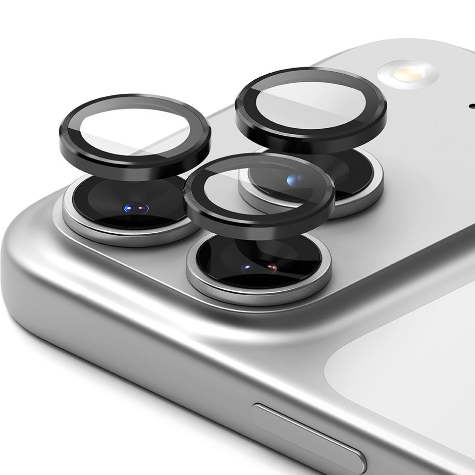 Nakładki na aparat Ringke Camera Lens Frame Glass do iPhone 17 Pro Max / 17 Pro, czarno-przezroczyste