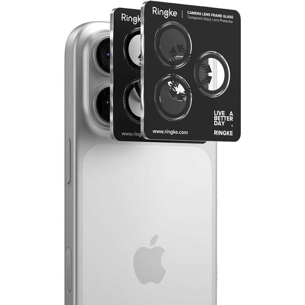 Nakładki na aparat Ringke Camera Lens Frame Glass do iPhone 17 Pro Max / 17 Pro, czarno-przezroczyste