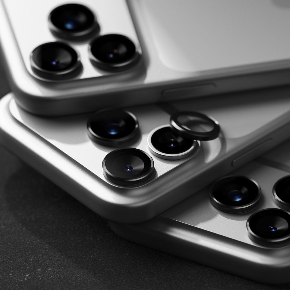 Nakładki na aparat Ringke Camera Lens Frame Glass do iPhone 17 Pro Max / 17 Pro, czarno-przezroczyste