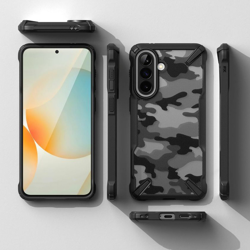 Etui Ringke Fusion X do Galaxy A57 5G, przezroczysto-czarne moro