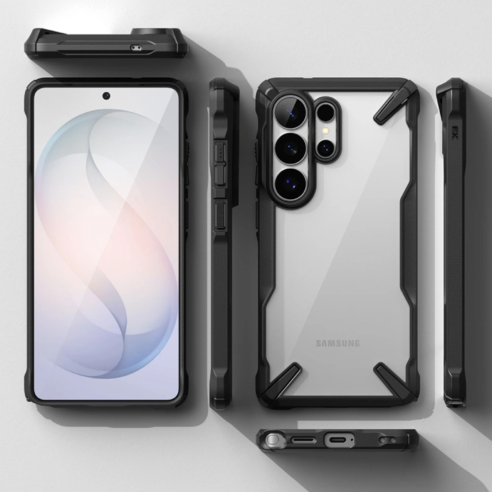 Etui Ringke Fusion X do Galaxy S26 Ultra, przezroczyste z czarną ramką