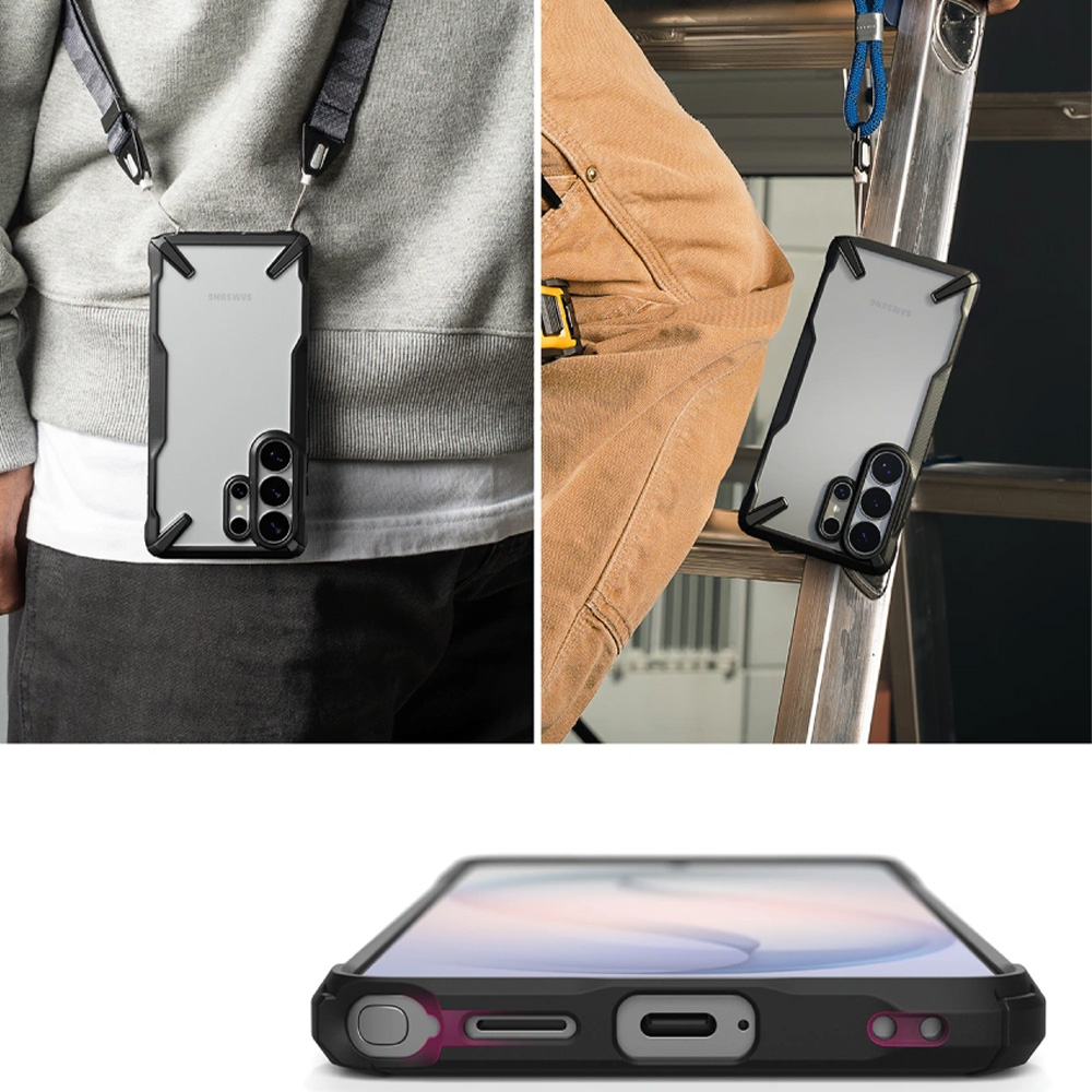 Etui Ringke Fusion X do Galaxy S26 Ultra, przezroczyste z czarną ramką