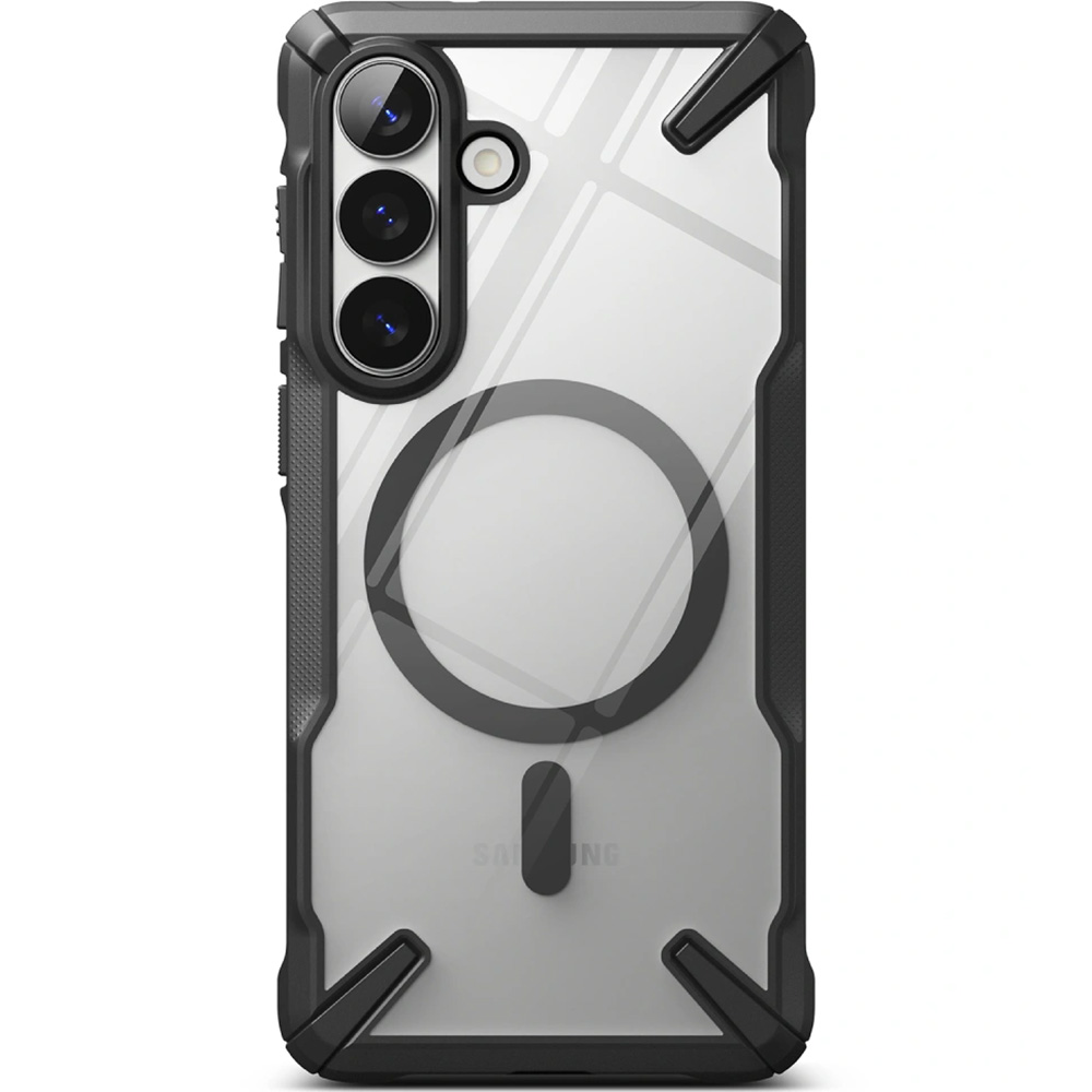 Etui Ringke Fusion X Magnetic do MagSafe do Galaxy S26 Plus, przezroczyste z czarną ramką