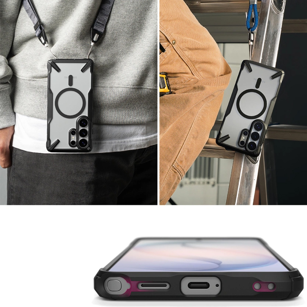 Etui Ringke Fusion X Magnetic do Galaxy S26 Ultra, przezroczyste z czarną ramką