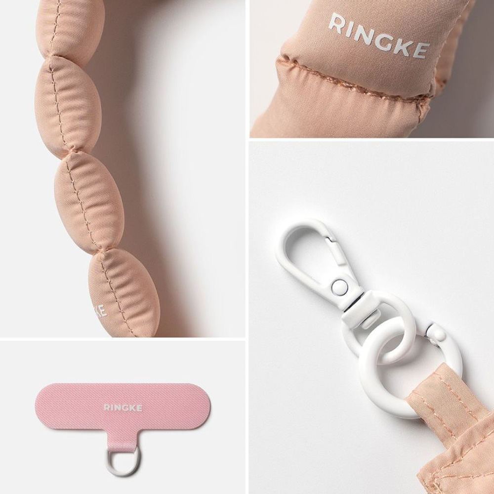 Smycz uniwersalna do telefonu Ringke Holder and Puffer Hand Strap na nadgarstek, różowa