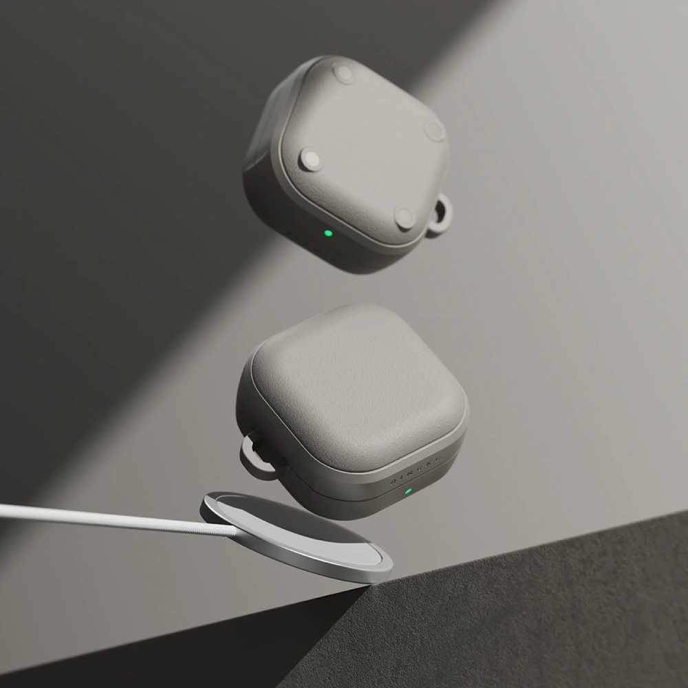Etui ochronne na słuchawki marki Rearth Ringke z serii Onyx Magnetic do MagSafe dla Galaxy Buds 4 / 4 Pro, szare