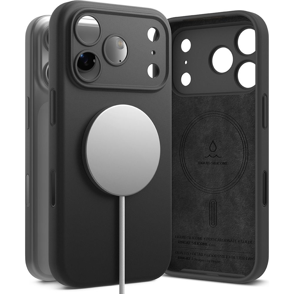 Etui Ringke Silicone Magnetic do iPhone 17 Pro, czarne