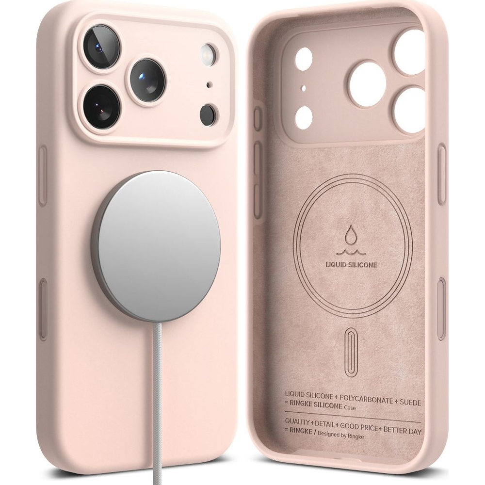 Etui Ringke Silicone Magnetic do iPhone 17 Pro Max, piaskowe