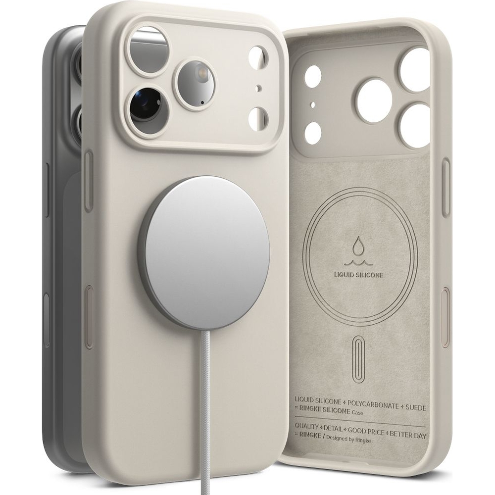 Etui Ringke Silicone Magnetic do iPhone 17 Pro Max, beżowe