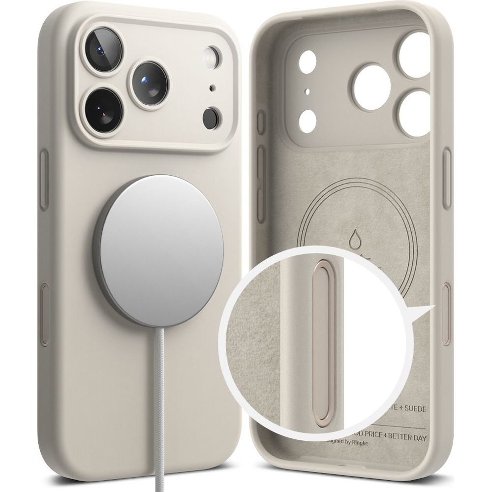Etui Ringke Silicone Magnetic do iPhone 17 Pro Max, beżowe