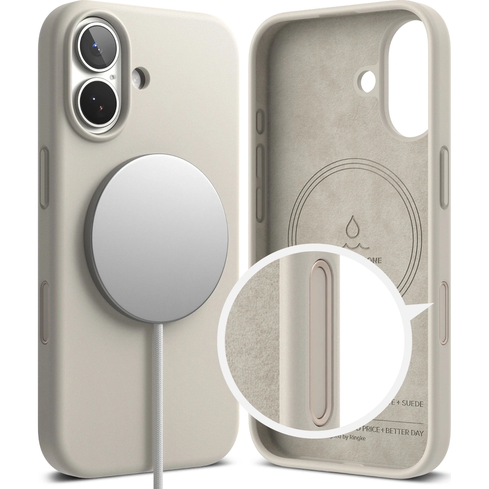 Etui Ringke Silicone Magnetic do iPhone 17, beżowe