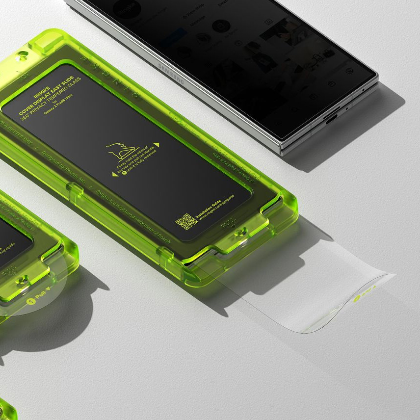 Montaż szkła Ringke Easy Slide Privacy 360 z ramką pozycjonującą do Galaxy Z Fold8 Ultra