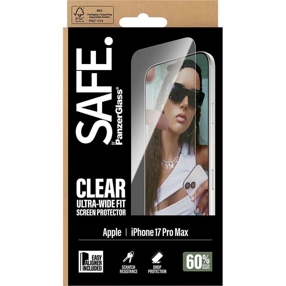 Szkło hartowane SAFE by PanzerGlass Ultra-Wide Fit + Easy Aligner do iPhone 17 Pro Max