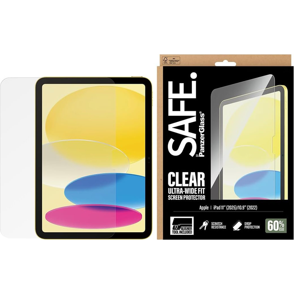 Szkło hartowane z aplikatorem SAFE by PanzerGlass Clear Ultra-Wide Fit Aligner do iPad 11 / 10 gen. 2025 / 2022