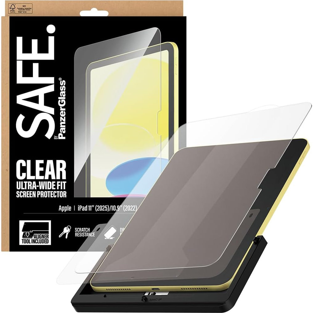 Szkło hartowane z aplikatorem SAFE by PanzerGlass Clear Ultra-Wide Fit Aligner do iPad 11 / 10 gen. 2025 / 2022