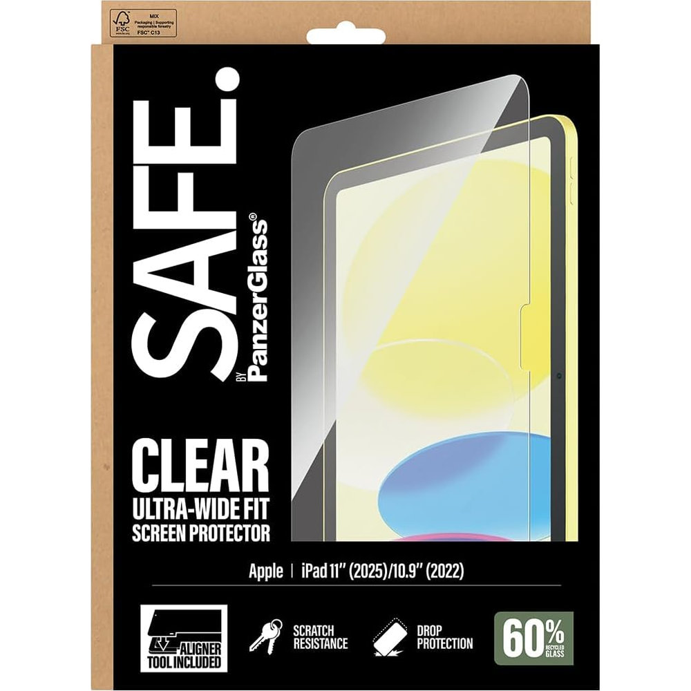Szkło hartowane z aplikatorem SAFE by PanzerGlass Clear Ultra-Wide Fit Aligner do iPad 11 / 10 gen. 2025 / 2022