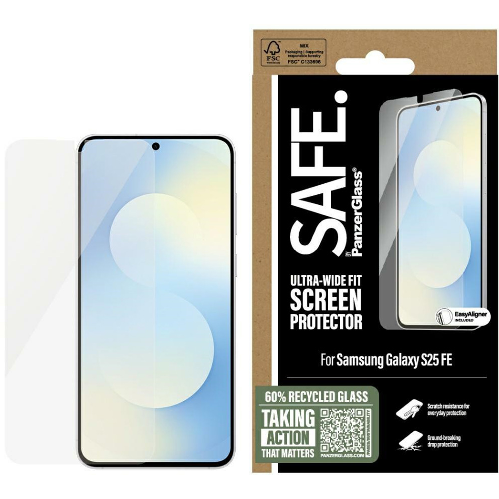 Szkło hartowane z aplikatorem Safe by PanzerGlass Ultra-Wide Fit + Easy Aligner do Galaxy S25 FE