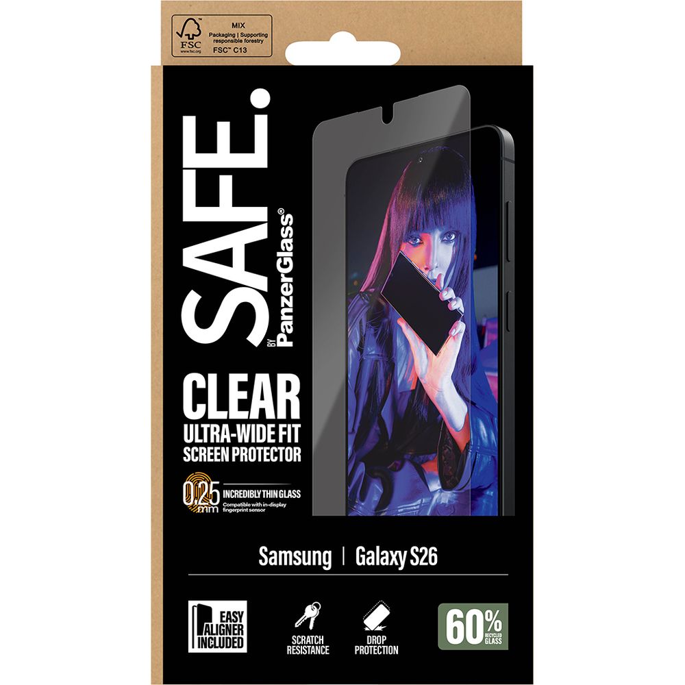 Szkło hartowane z aplikatorem SAFE by PanzerGlass Ultra-Wide Fit + Easy Aligner do Galaxy S26