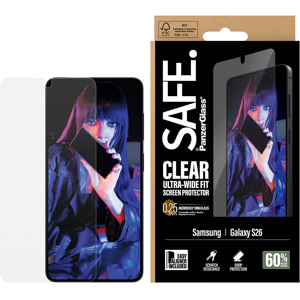 Szkło hartowane z aplikatorem SAFE by PanzerGlass Ultra-Wide Fit + Easy Aligner do Galaxy S26