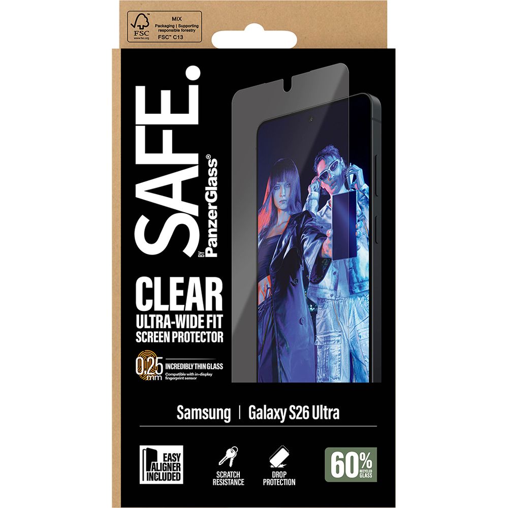 Szkło hartowane z aplikatorem SAFE by PanzerGlass Ultra-Wide Fit + Easy Aligner do Galaxy S26 Ultra