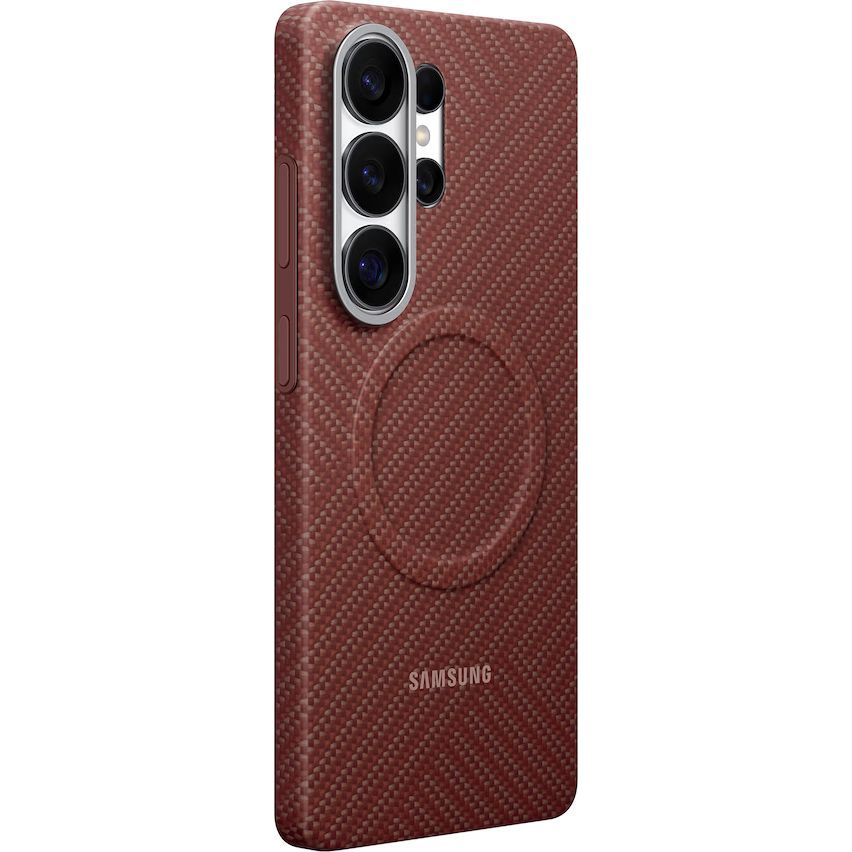 Samsung Carbon Magnet Case, mocny magnes MagSafe szybkie ładowanie etui, pewność pozycjonowania, czerwone z włóknem węglowym