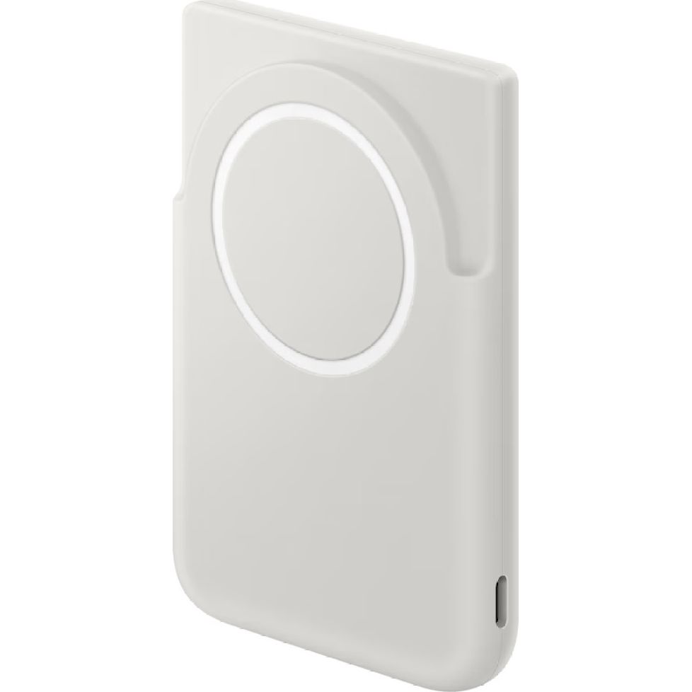 Powerbank bezprzewodowy z podstawką Samsung Wireless Battery Pack, Qi 15W, USB-C 25W PPS, 5000 mAh, szary, wygodna podstawka i silne magnesy dla telefonu