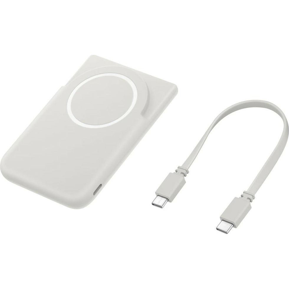 Powerbank bezprzewodowy z podstawką Samsung Wireless Battery Pack, Qi 15W, USB-C 25W PPS, 5000 mAh, szary, szybkie przewodowe ładowanie 25W i podwójne zasilanie