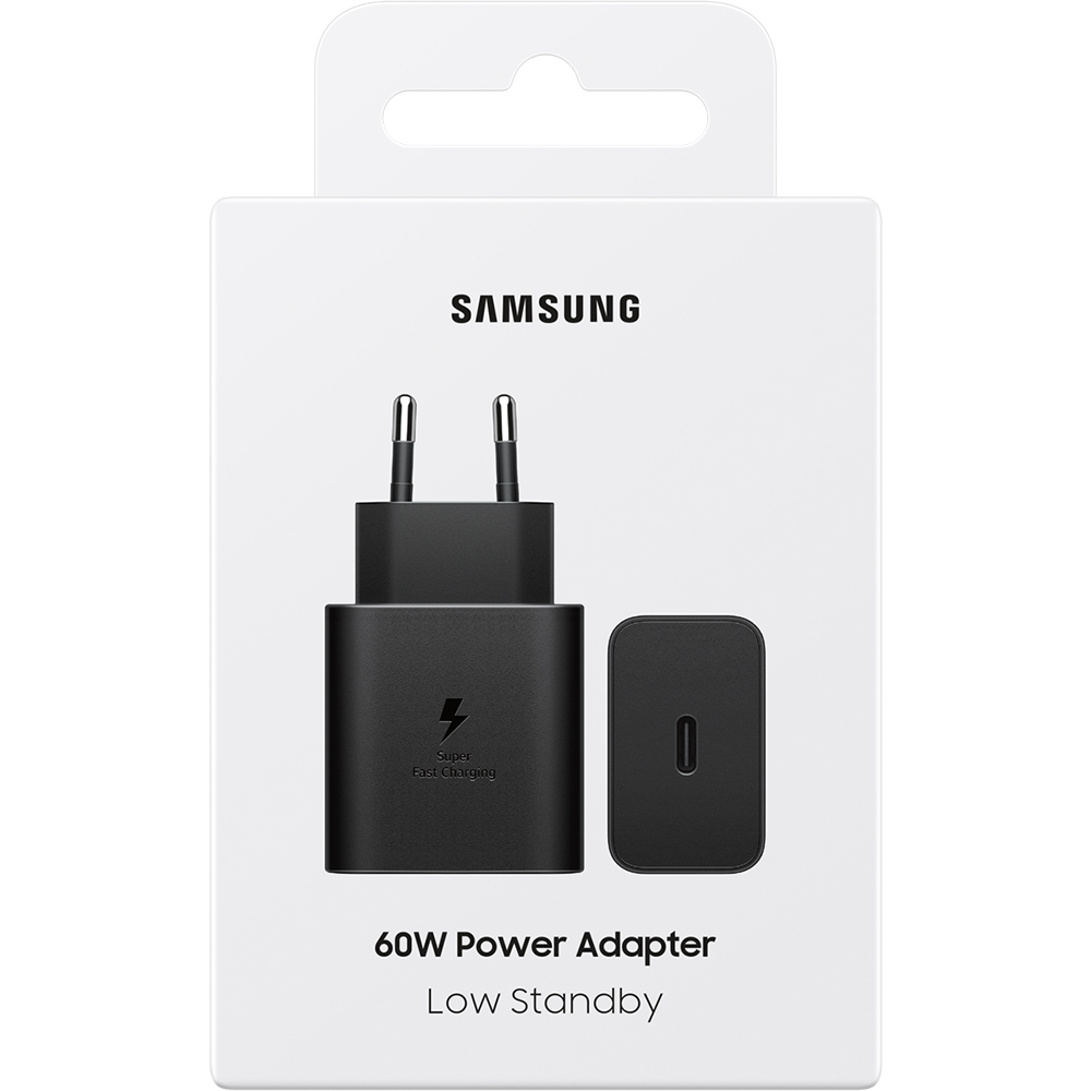 Samsung Power Adapter, bezpieczne ładowanie, ochrona przed przegrzaniem, wszechstronny, czarna
