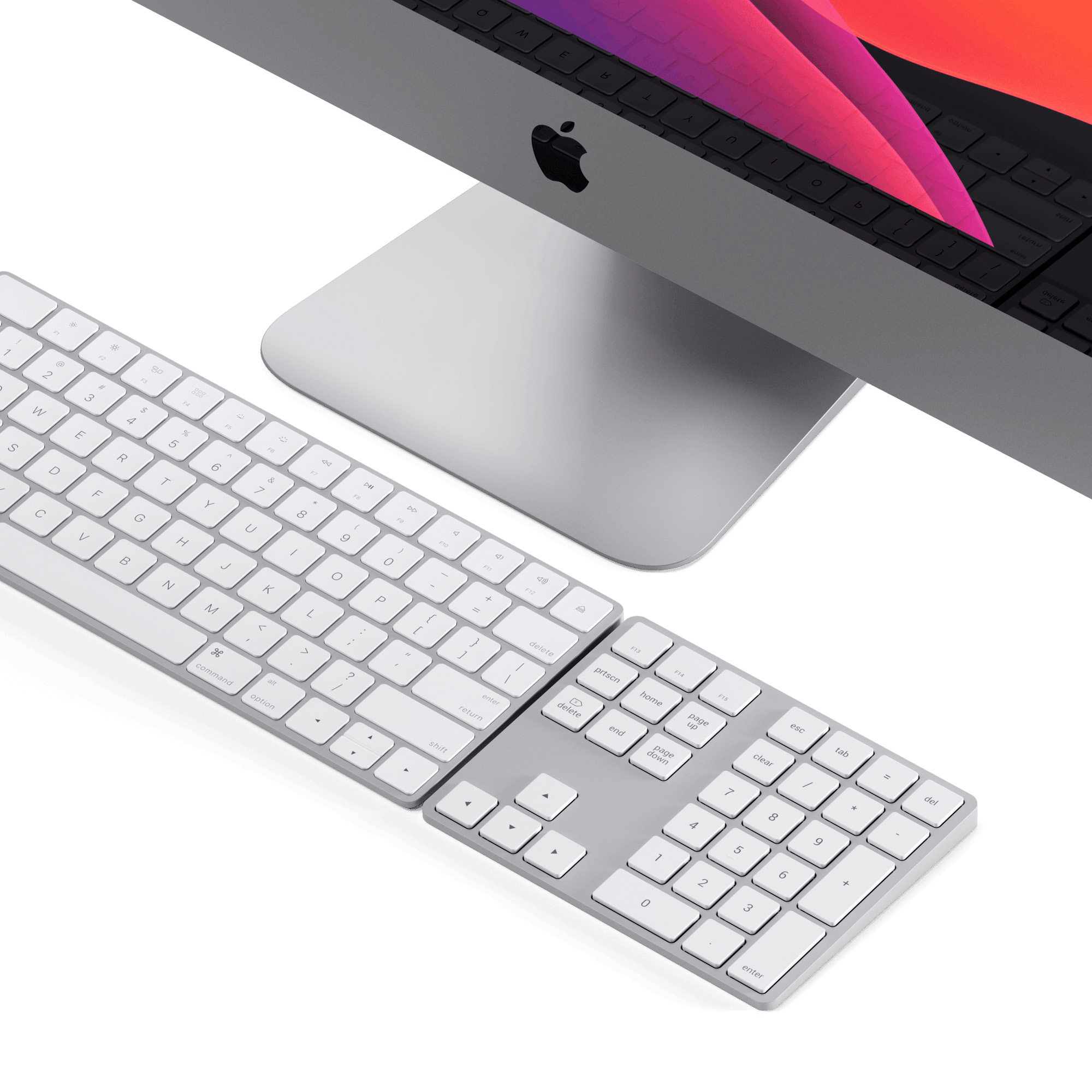 Klawiatura numeryczna, bluetooth, bezprzewodowa, z wbudowanymi skrótami klawiszowymi, cicha, antypoślizgowa, markowa, premium, USB-C, aluminiowa, płaska, szara, wygodna, niski profil klawiszy, do macbooka, niezawodna