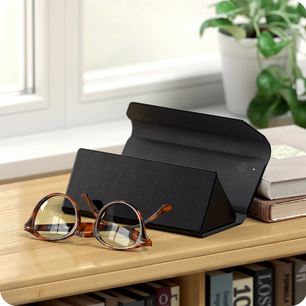 Satechi FindAll Glasses Case, obsługa Qi2 MagSafe, szybkie parowanie z iOS Find My, czarne