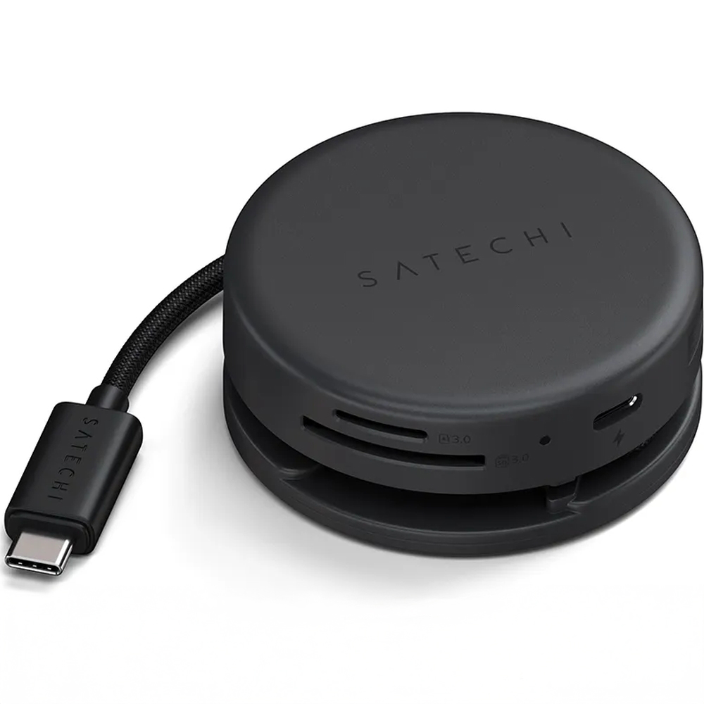 Satechi OnTheGo 7w1, nowoczesny multiport adapter biurowy podróżny wielofunkcyjny, czarny