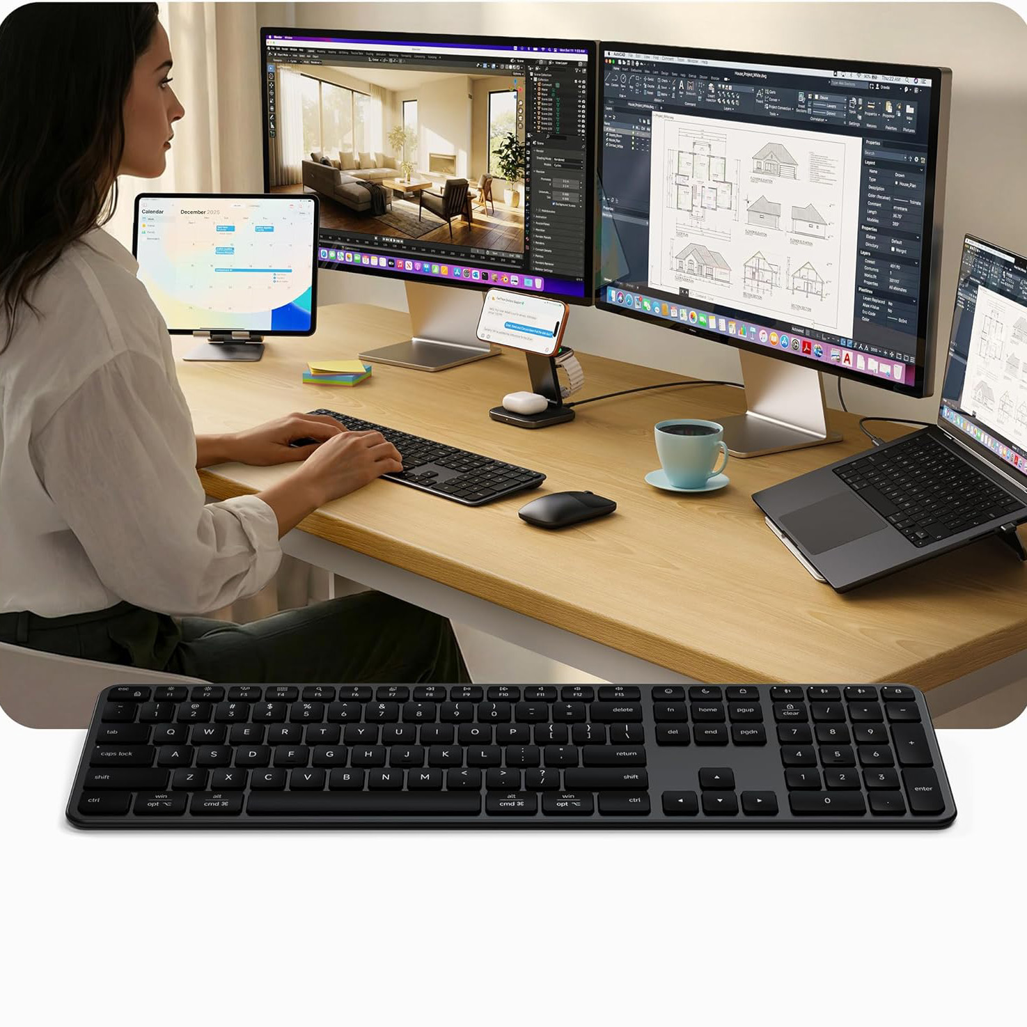 klawiatura Bluetooth do trzech urządzeń z przełącznikiem trybu Mac/Windows space black