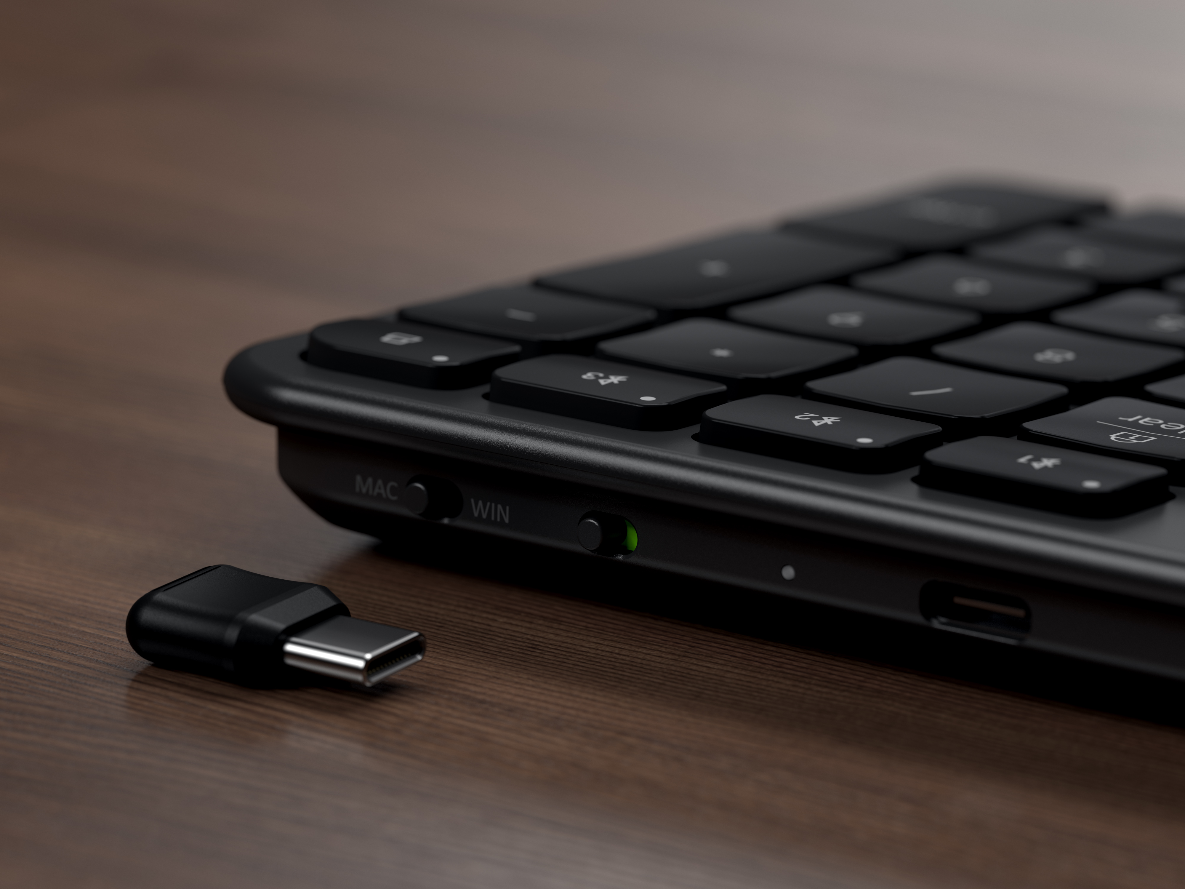 klawiatura Bluetooth do trzech urządzeń z przełącznikiem trybu Mac/Windows space black