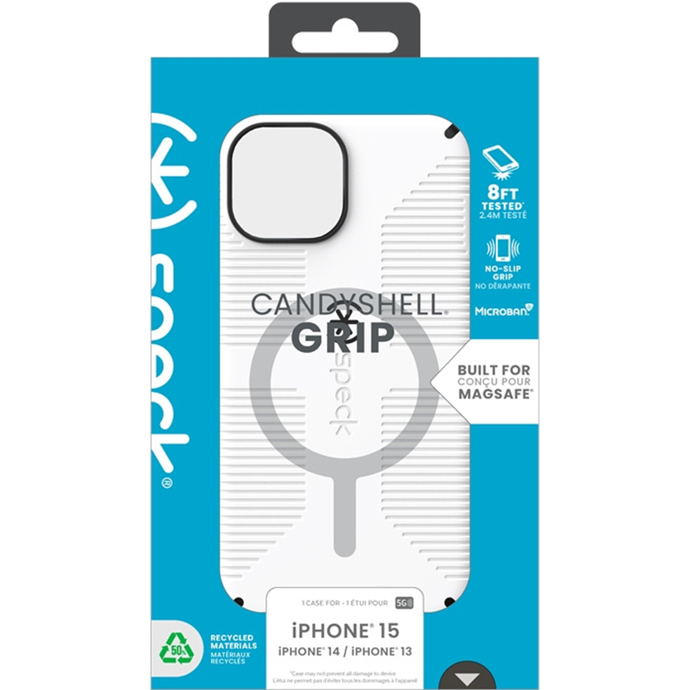 Etui Speck Candyshell Grip do iPhone 17e / 16e / 15 / 14 / 13, do MagSafe, biało-czarne