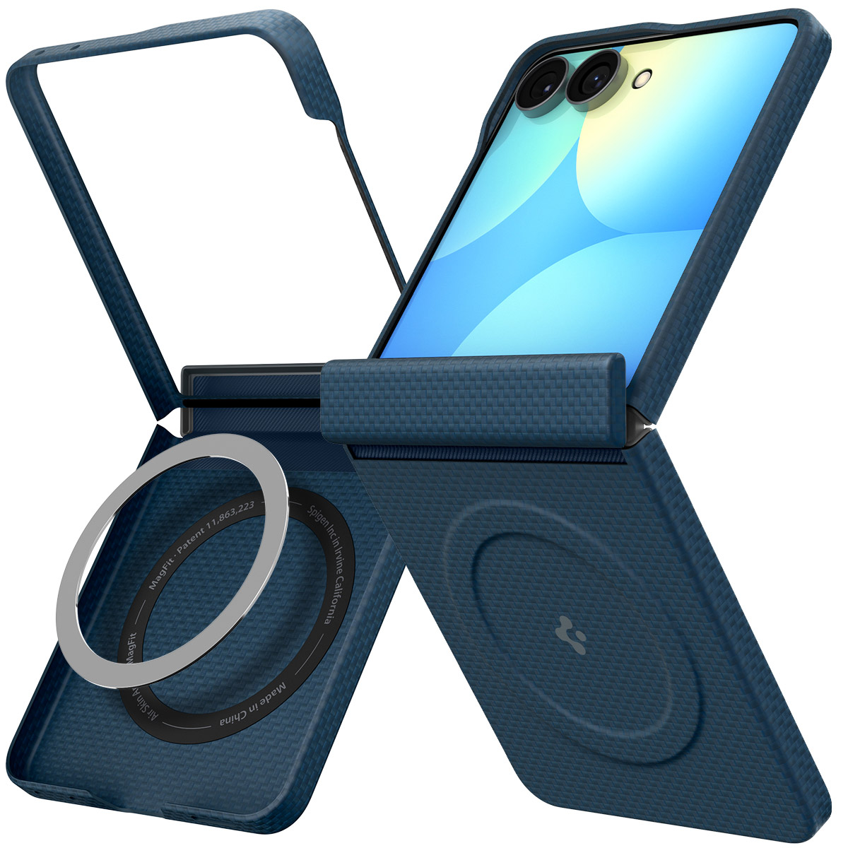 Etui Spigen Air Skin Aramid Mag do Galaxy Z Flip8, granatowe